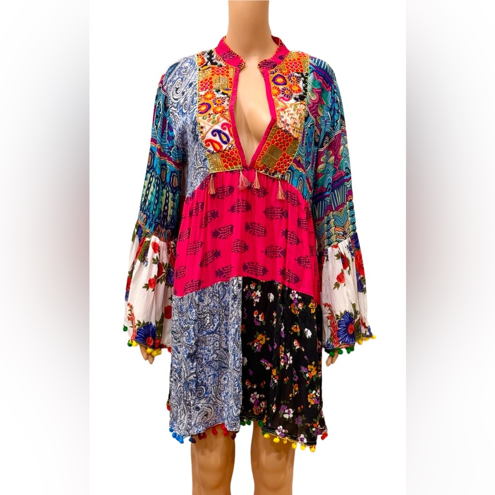Anandas Collection Festive Patchwork Tunic Multic… - image 1